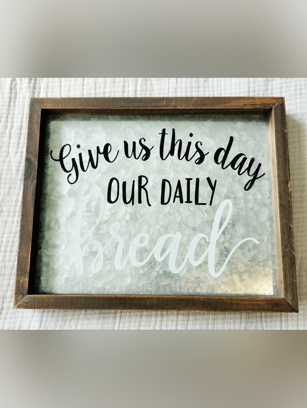 Hobby Lobby Our Daily Bread Metal and Wood Wall Sign - Black and White